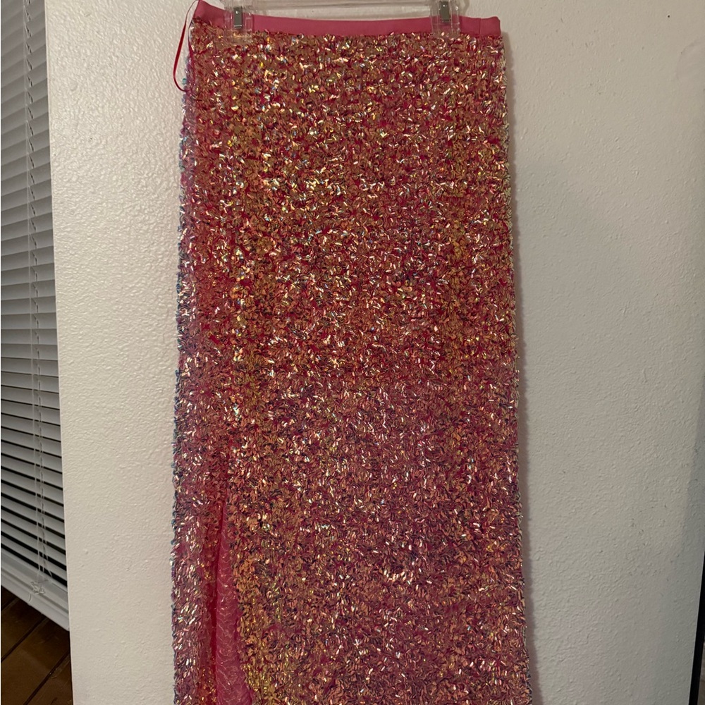 Glamorous Pink and Gold Sequin Maxi Skirt